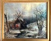 Antique 19th Century H.V.S. Seymour Original O C Winter Landscape Signed Framed