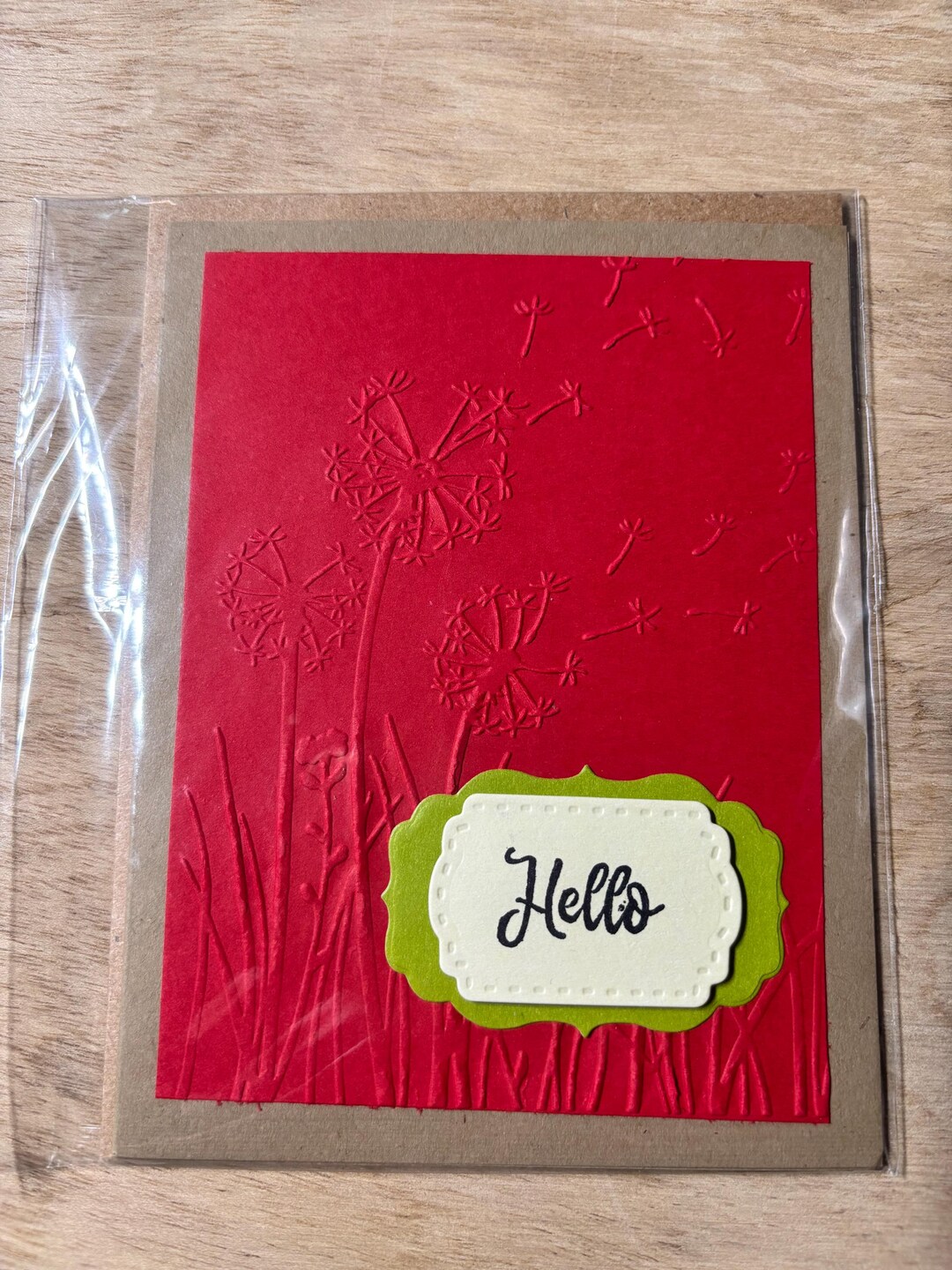 Hello Note Card Hello Blank Note Card Red Embossed Flowers - Etsy