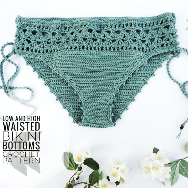 Crochet Pattern >> bikini bottoms high waisted adaptable lace underwear swimsuit > Here Comes the Sun Bikini Bottoms PATTERN