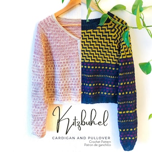 Crochet Pattern &gt;&gt; mosaic crochet colorful cropped hip length set crochet sweater  &gt;&gt; Kitzbuhel Cardigan AND pullover SET PATTERN
