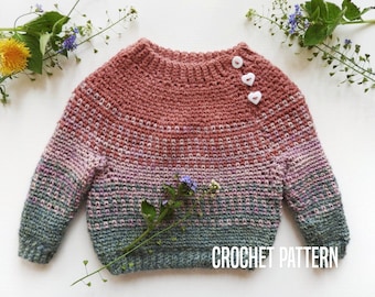 Crochet Pattern >> Baby sweater children pullover crochet toddler jumper baby shower gift newborn color fade garment >The Confetti Pullover