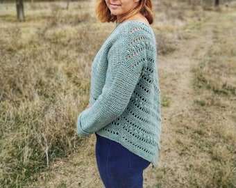 Crochet Pattern >> lace oversized comfy shawl textured low back sweater  >> Anduril Pullover PATTERN