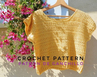 Etna Top CROCHET PATTERN >> Textured clusters  t-shirt easy summer crochet tee crop top > PDF pattern