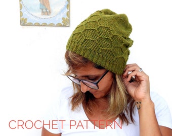 Honeycomb Crochet Beanie Pattern: Slouchy Unisex Hat (PDF Pattern)
