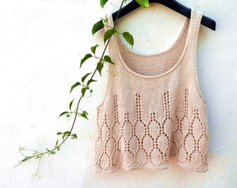 HoiAn Top KNITTING PATTERN &gt;&gt; lace summer crop top summer tunic knitted top tee tank dress &gt;&gt; PDF Pattern