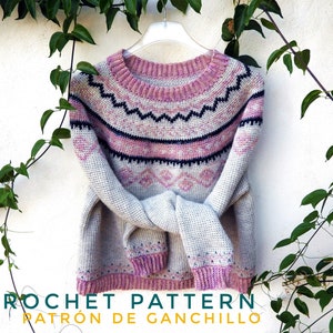 Crochet Pattern >> tapestry waistcoat stitch colorwork crop top sweater fair isle jumper >> Aztec Sweater PATTERN