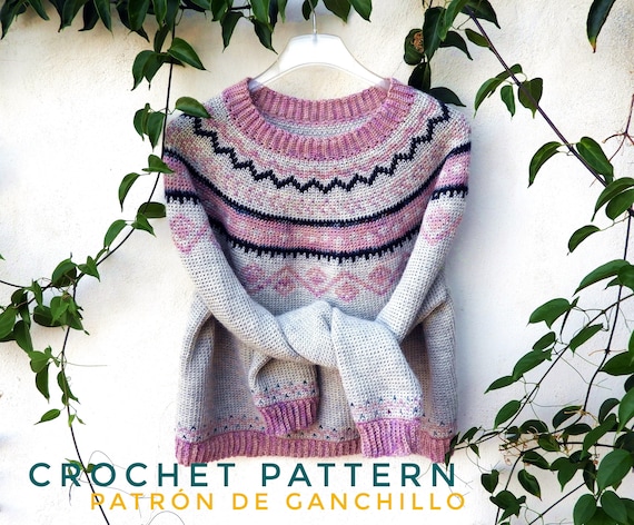 Aztec Crochet Sweater Pattern: Fair Isle Style Colorwork (PDF