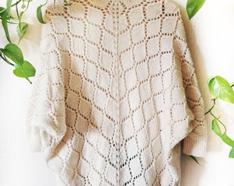 Blossoms Cardi KNITTING PATTERN >> lace summer spring cardigan long tunic diamond lattice batwing top beach cover up >> PDF Knitting Pattern