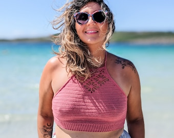 Triad Bralette Crochet Pattern: Lace Flower Halter Top (PDF Pattern)