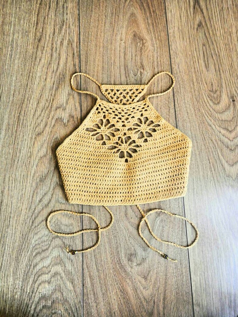 Crochet Pattern Crop Top Crocheted Lace Bikini Top Etsy
