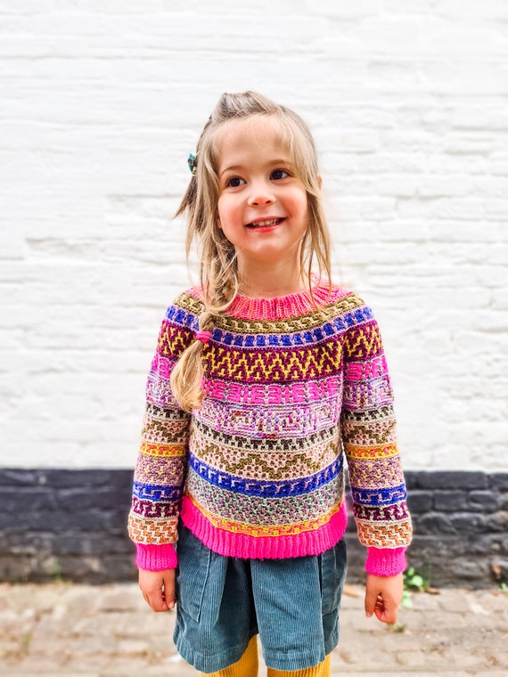 Mosaic Crochet Pullover Sweater PATTERN: Baby to Teen Round Yoke