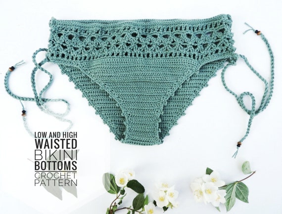 Crochet Pattern Bikini Bottoms High Waisted Adaptable Lace