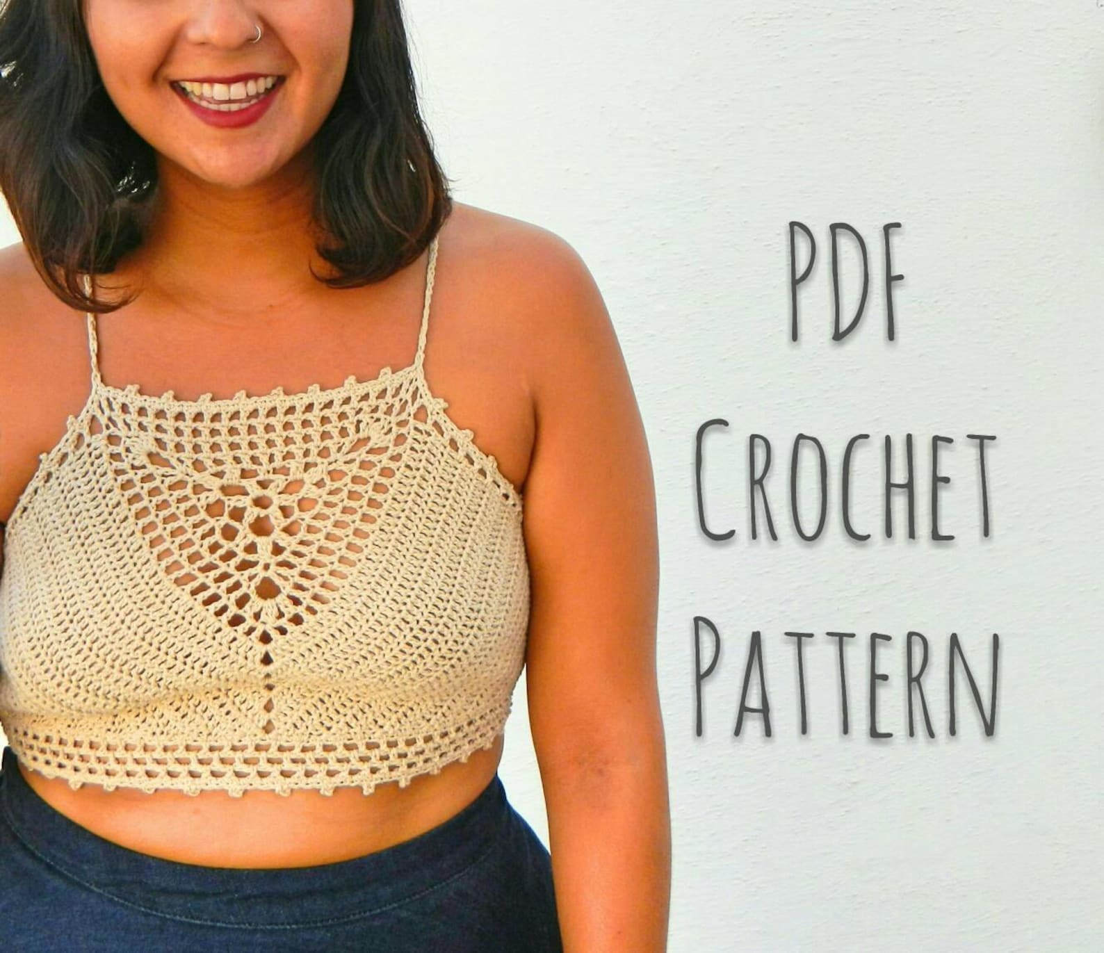 Crochet Pattern Crop Top Summer Lace Bikini Top Boho Etsy