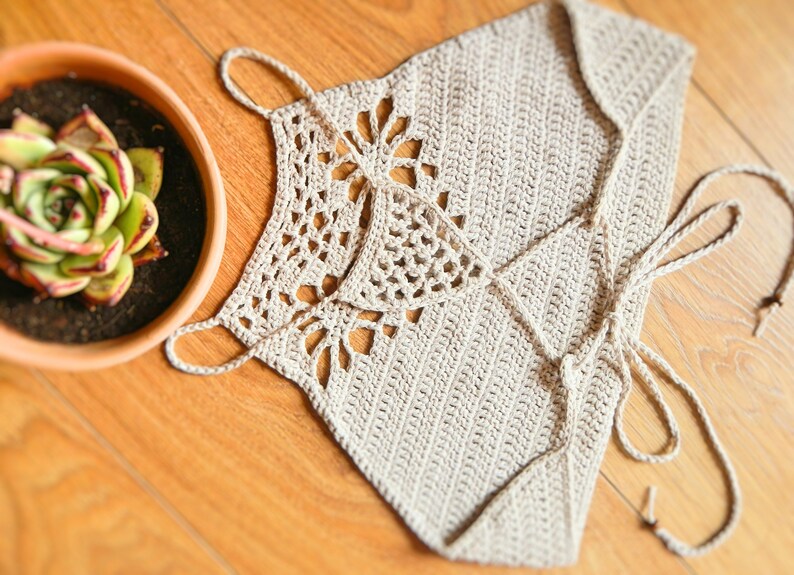 Crochet Pattern Crop Top Crocheted Lace Bikini Top Etsy
