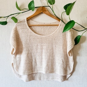 Vesuvius Tee Crochet Pattern &gt;&gt; lace summer crop top high low hem t-shirt shor sleeves rounded hem &gt;&gt; pdf PATTERN (digital download)