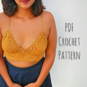 Here Comes the Sun Bralette CROCHET PATTERN bikini top, festival, summer lacy crop top PDF pattern image 3