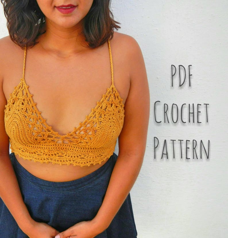 Here Comes the Sun Bralette CROCHET PATTERN bikini top, festival, summer lacy crop top PDF pattern image 3