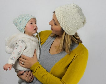 Knitting Pattern >> knitted knots textures easy slouchy unisex beanie hat tuque for babies children adults> Dot Dot Dot Beanie PATTERN