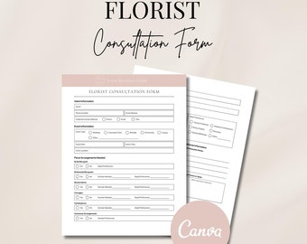 Florist Consultation Form Template, Editable Client Intake Form, Wedding Florist Consult, Floral Shop Form, New Client Form, Edit In Canva