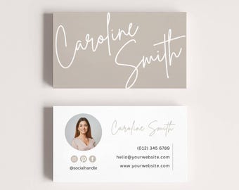 Minimalist Business Card Template, Boho Small Business Card, Photo Business Card, Beauty Salon, Nails, Hair Salon, Lash Tech, Edit In Canva