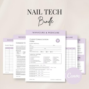 Nageltechniker-Bundle, bearbeitbares Kundeneingangsformular, Beratung, Canva-Vorlage, Einverständniserklärung, Nagelstudio, Nagelgeschäft, Nagelkünstler