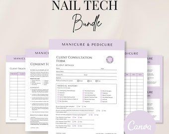 Nail Technician Bundle, Editable Client Intake Form, Consultation Form, Canva Template, Consent Form, Nail Salon, Nail Business, Nail Artist