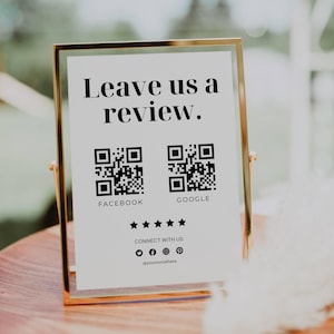 Leave Us A Review QR Code Sign Template, Business Review Request, Google Review Sign, Facebook Review Template, Editable In Canva, DIY