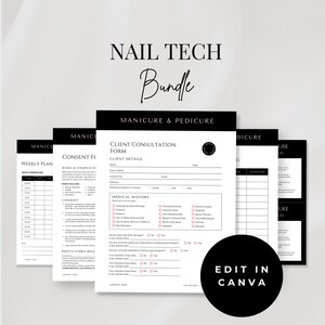 Offre groupée pour poseur de ongles, Formulaire d'admission client modifiable, Formulaire de consultation, Modèle canva, Formulaire de consentement, Manucure, Manucure, Manucure
