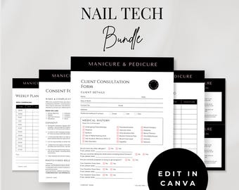 Nail Technician Bundle, Editable Client Intake Form, Consultation Form, Canva Template, Consent Form, Nail Salon, Nail Business, Nail Artist