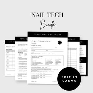 Nagelteknikerpaket, redigerbart kundintagsformulär, konsultationsformulär, Canva-mall, samtyckesformulär, nagelsalong, nagelföretag, nagelartist