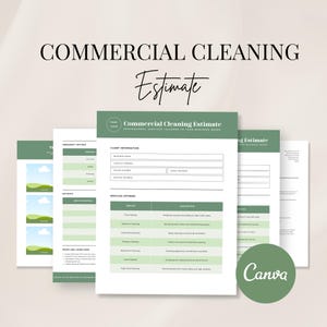Commercial Cleaning Business Estimate Template, Editable Service Proposal, Cleaning Company Form, Janitorial Service Estimate, Edit In Canva