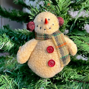 Rustic Snowman/Snowman Ornament/Plush Snowman Ornament/Christmas Ornament