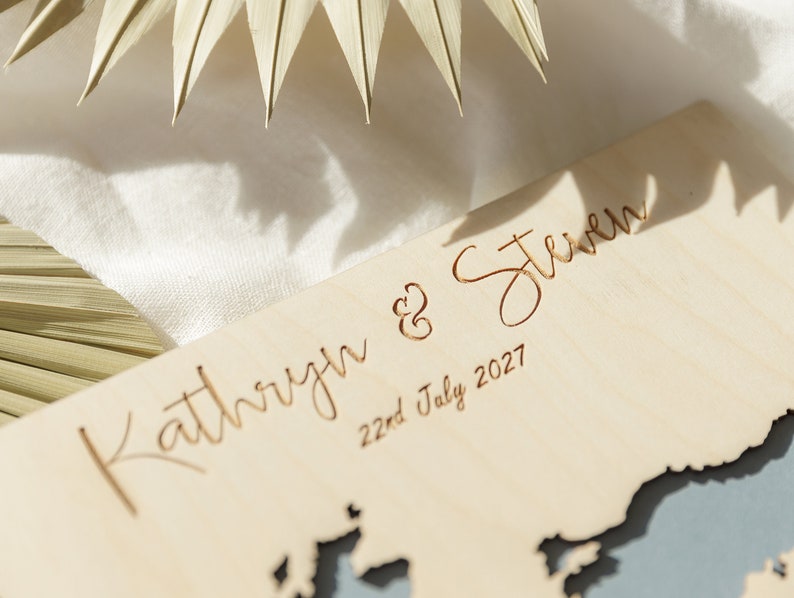 Map Guest Book Personalised Duo Country Wedding Guest Book Wedding Guestbook World Map Natural Wooden Guest Book Countries image 4