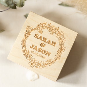 Floral Motif Wooden Ring Box Personalised, Ring Pillow, Ring Bearer Box, Rustic Wedding, Wedding Gift, Wedding Accessories, Engagement, Eco
