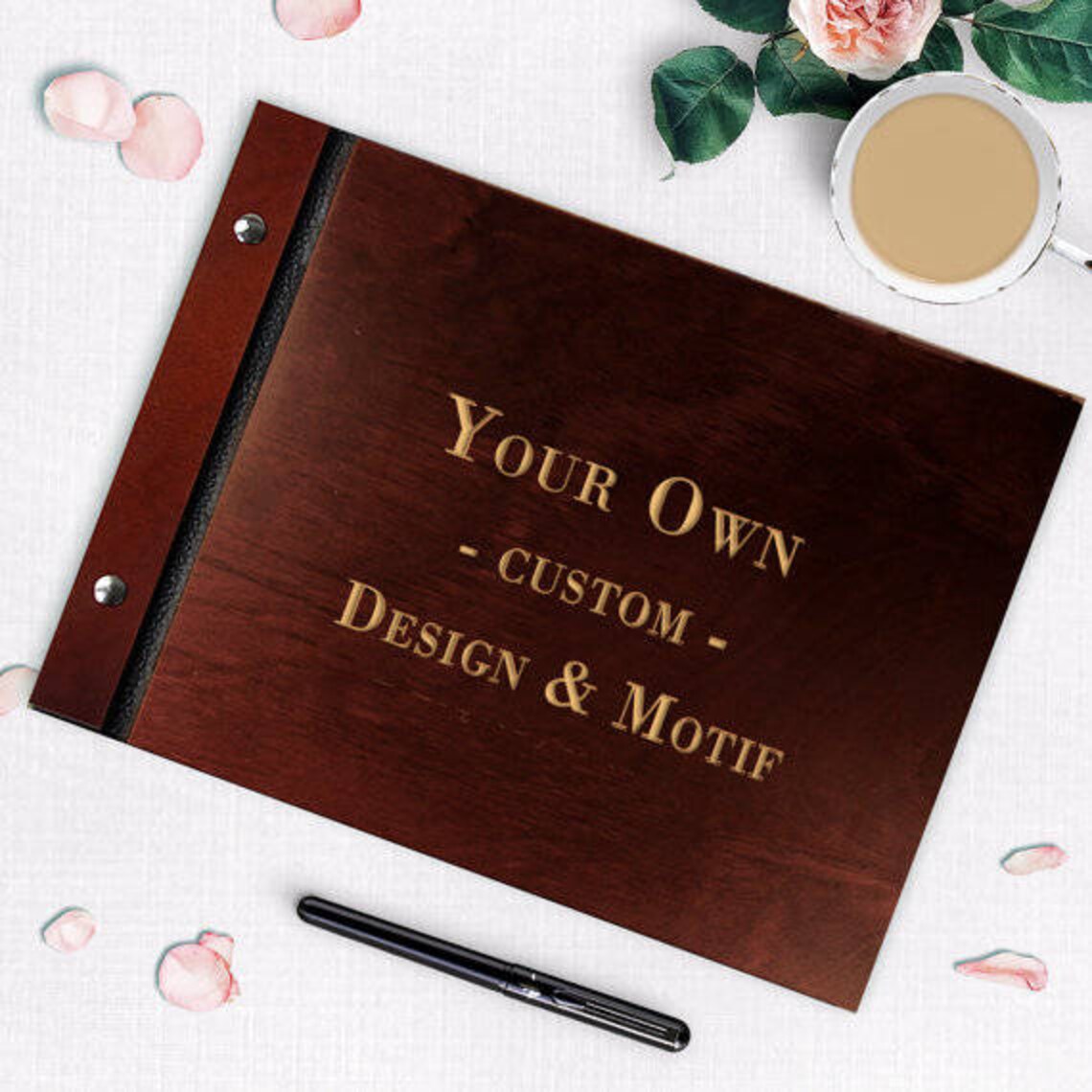 Custom Wooden Wedding Guest Book Laser Engraved With Your Own | Etsy