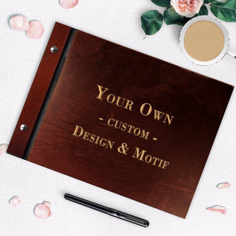 Custom Wooden Wedding Guest Book Laser Engraved With Your Own Etsy