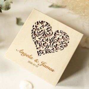 Heart Motif Wooden Ring Box Personalised, Ring Pillow, Ring Bearer Box, Rustic Wedding, Wedding Gift, Wedding Accessories, Engagement