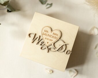 We Do - Wooden Ring Box Personalised, Ring Pillow, Ring Bearer Box, Rustic Wedding, Wedding Gift, Wedding Accessories, Engagement, Heart