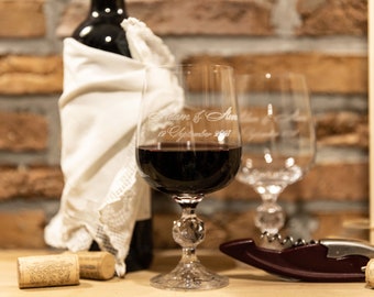 Set 2 Calici da vino con incisione e scatola regalo, per matrimonio