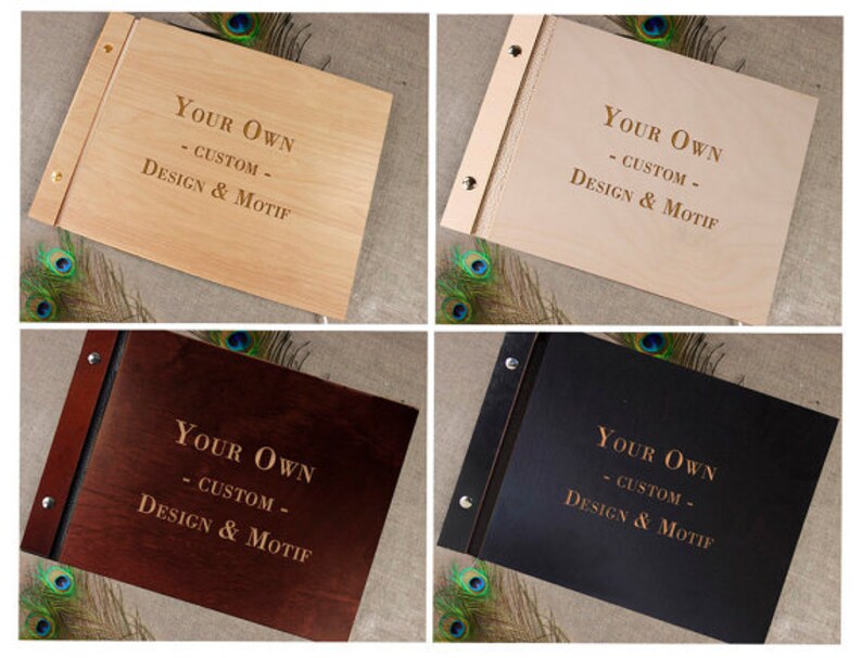 Custom Wooden Wedding Guest Book Laser Engraved With Your Own Etsy