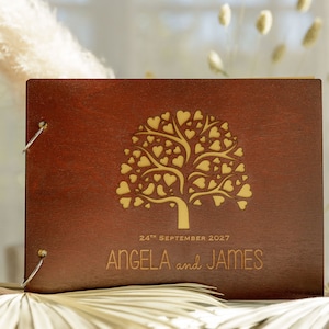 Tree Wedding Guest Book Natural Wood Personalised Guest Book