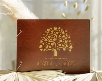 Tree Wedding Guest Book Natural Wood Personalised Guest Book