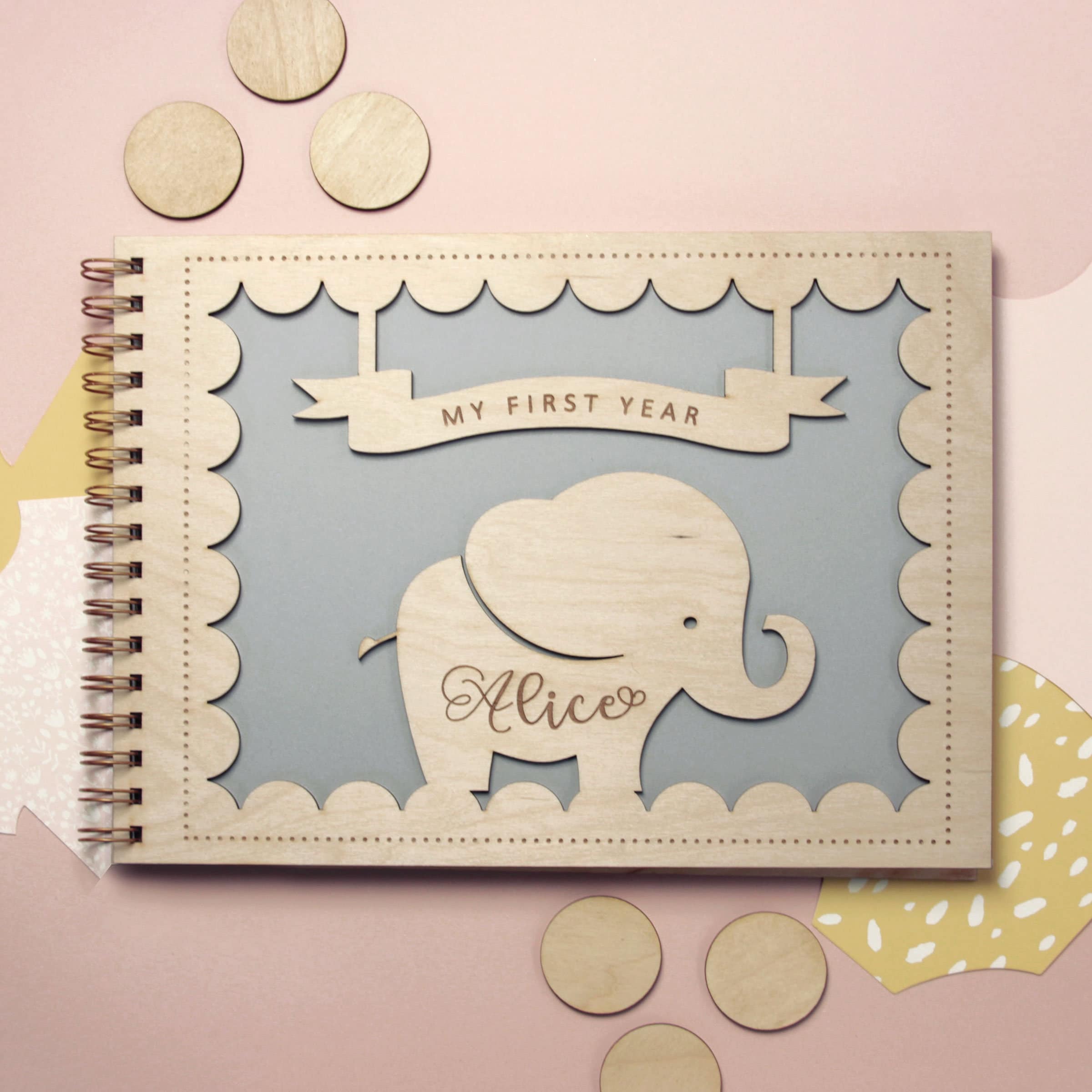 Personalised Wooden Baby Guest Book Memory Book Photo Album Etsy