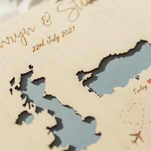 Map Guest Book Personalised Duo Country Wedding Guest Book Wedding Guestbook World Map Natural Wooden Guest Book Countries image 2