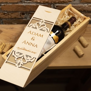 Wooden wine box personalized gift birthday gift anniversary gift engraved wine box gift for parents
