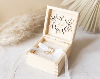 Elegant Wooden Ring Box Personalised Ring Pillow, Ring Bearer Box, Rustic Wedding, Wedding Gift, Wedding Accessories, Engagement, White Lace