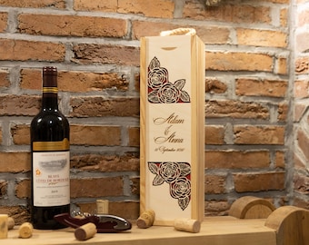 Personalised wedding gift wooden wine box birthday gift birthday gift engraved box gift for couple