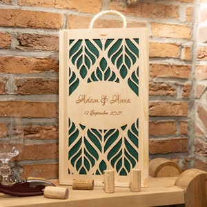 Natal personalizado presente para casamento caixa de vinho de madeira com dois copos caixa gravada presente para aniversário conjunto de caixa de madeira gravada