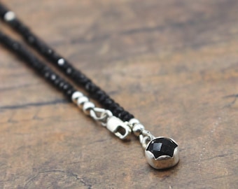 AAA Black Tourmaline Necklace| STERLING SILVER Handmade Charm| emf Necklace| Genuine Black Tourmaline| Layering Necklace| Tourmaline Gift