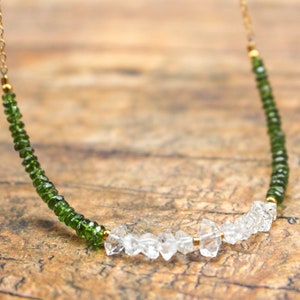 AAA CHROME Diopside HERKIMER Diamond necklace Handmade Necklace aaa Stunning necklace gift Powerful stone Combo Precious stone gift image 1